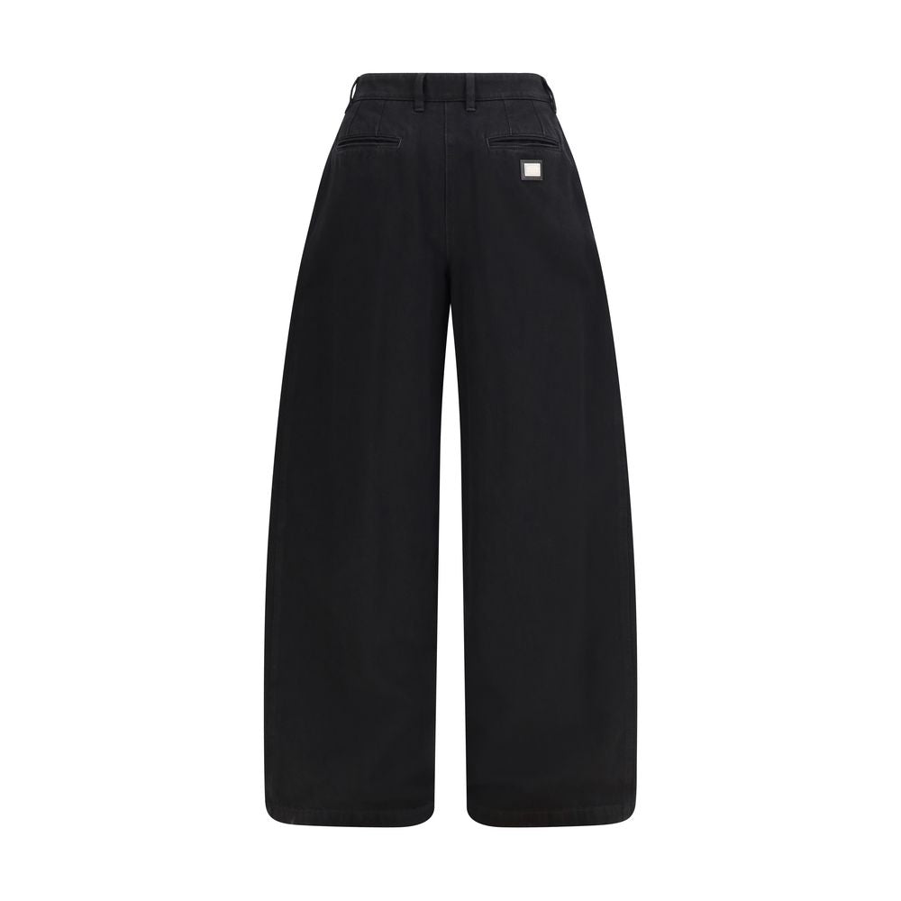 Dolce & Gabbana Black Cotton Wide-Leg Jeans for Women