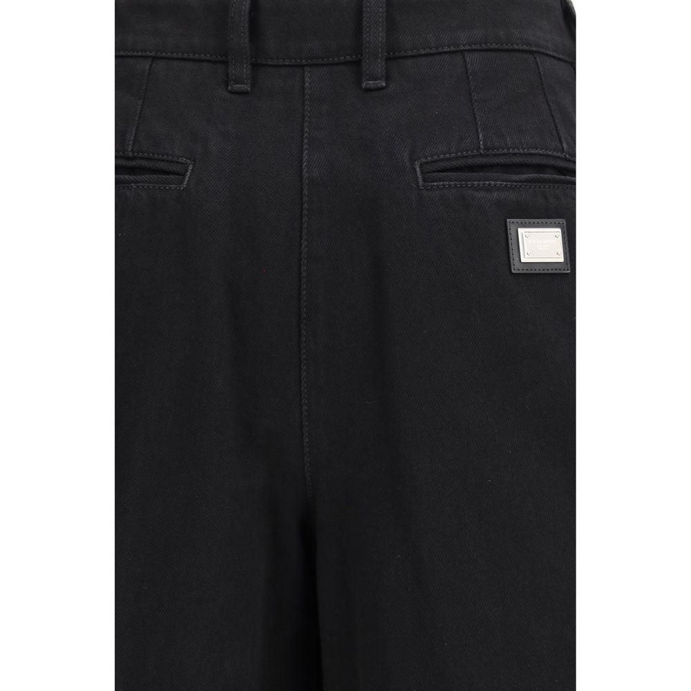 Dolce & Gabbana Black Cotton Wide-Leg Jeans for Women