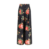 Dolce & Gabbana Multicolor Silk Wide-Leg Casual Pants