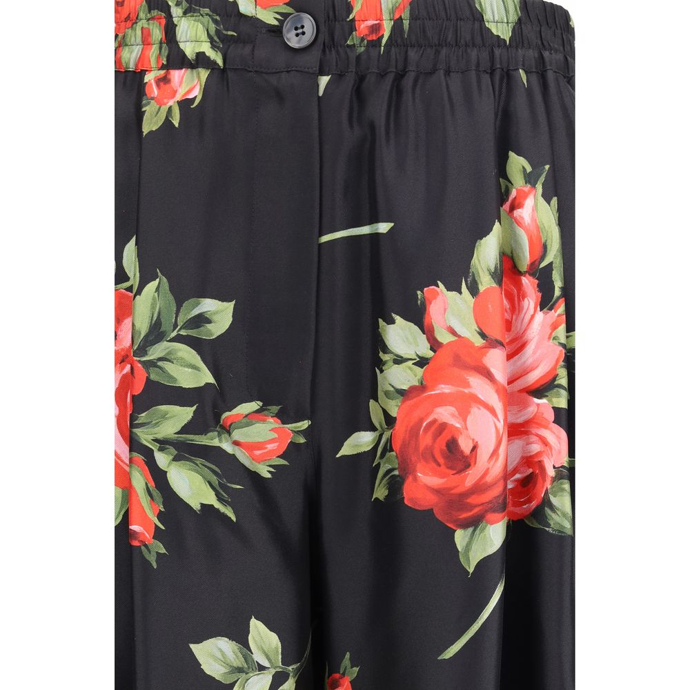 Dolce & Gabbana Multicolor Silk Wide-Leg Casual Pants