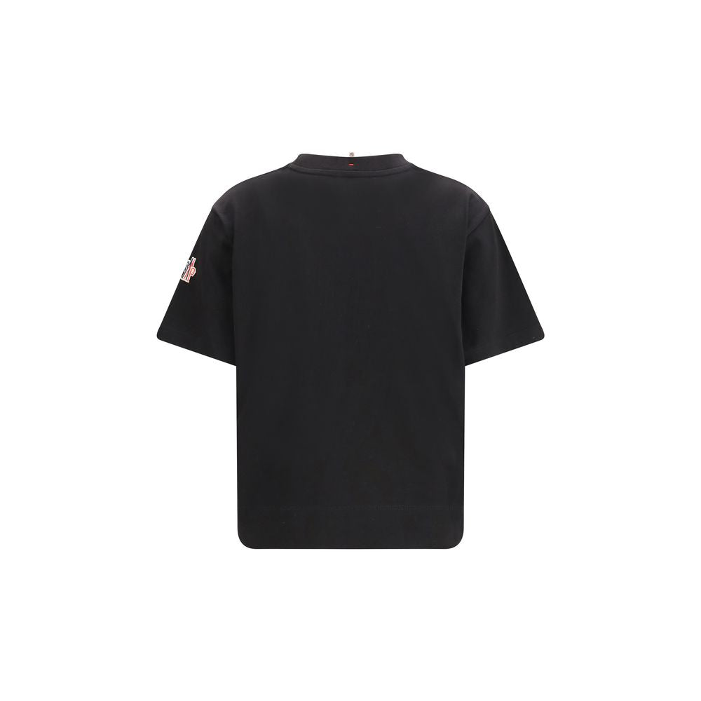 Moncler Grenoble Black Cotton Logo T-Shirt for Women