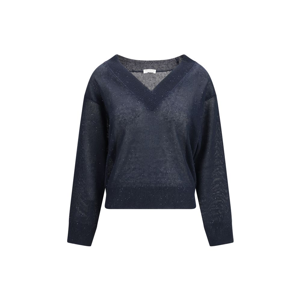 Brunello Cucinelli Blue Linen Sweatshirt for Women