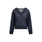 Brunello Cucinelli Blue Linen Sweatshirt for Women