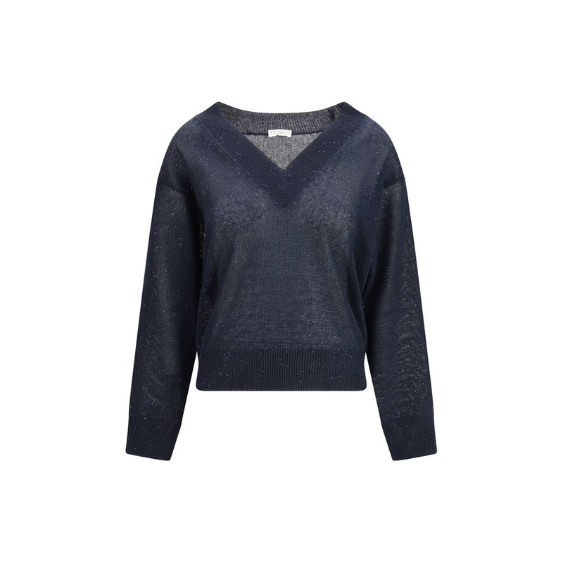 Brunello Cucinelli Blue Linen Sweatshirt for Women
