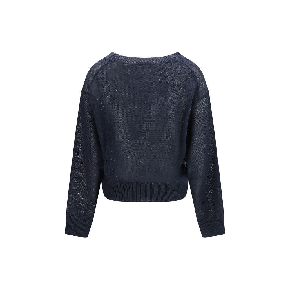 Brunello Cucinelli Blue Linen Sweatshirt for Women