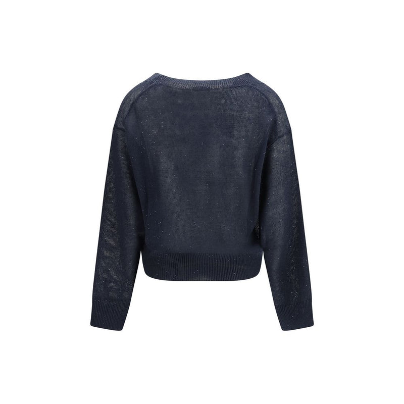 Brunello Cucinelli Blue Linen Sweatshirt for Women
