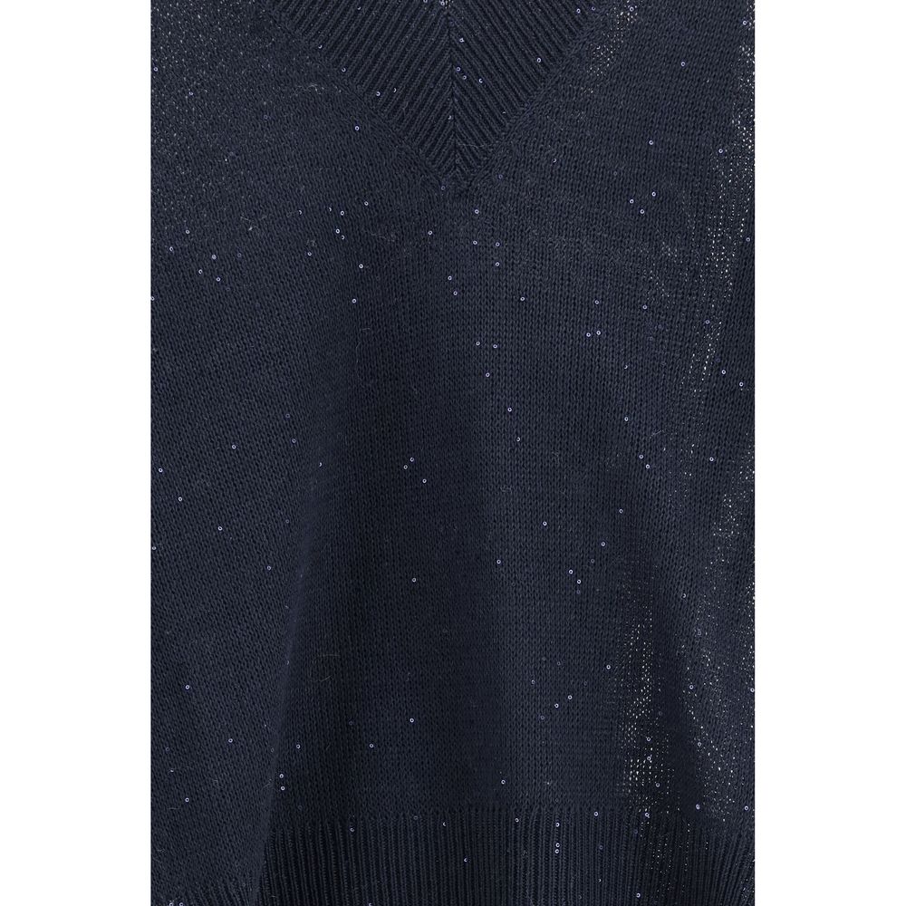 Brunello Cucinelli Blue Linen Sweatshirt for Women