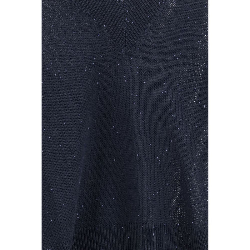 Brunello Cucinelli Blue Linen Sweatshirt for Women