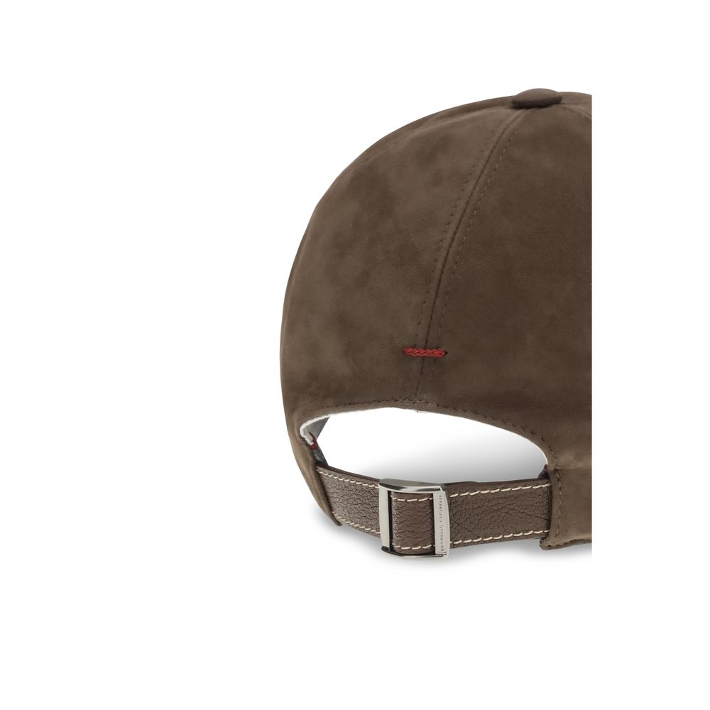 Brunello Cucinelli Brown Calf Leather Bos Taurus Cap