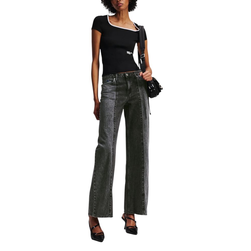 Karl Lagerfeld Black Cotton Relaxed Fit Jeans for Women