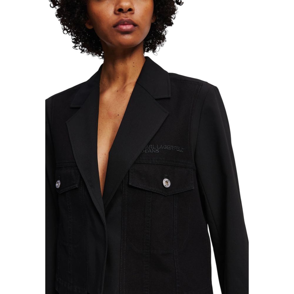 Karl Lagerfeld Black Polyester Blazer - KLJ Utility Blazer