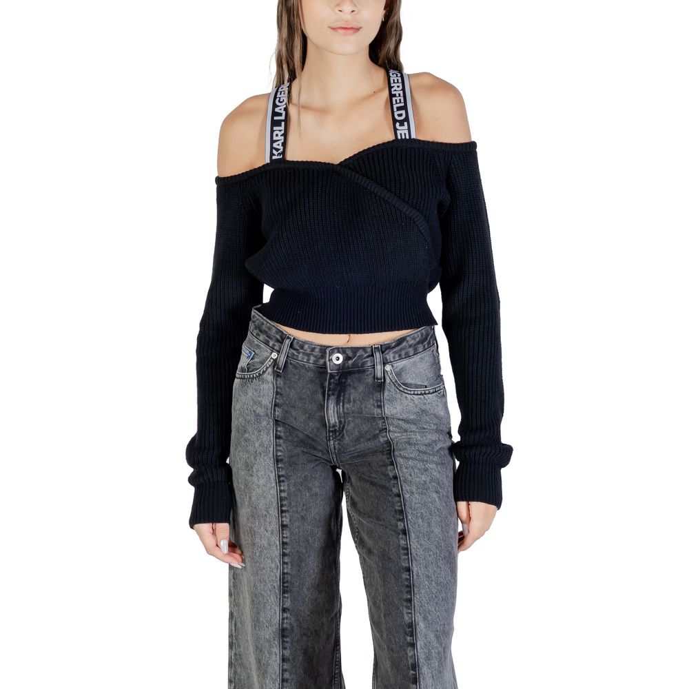 Karl Lagerfeld KLJ Cut-Out Black Cotton Sweatshirt for Women