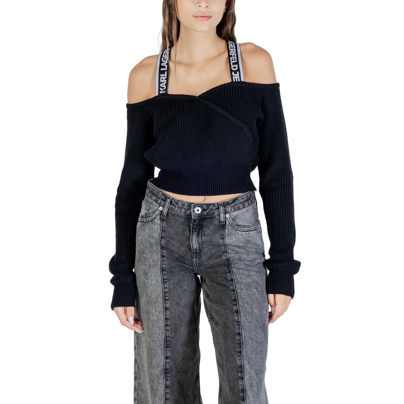 Karl Lagerfeld KLJ Cut-Out Black Cotton Sweatshirt for Women