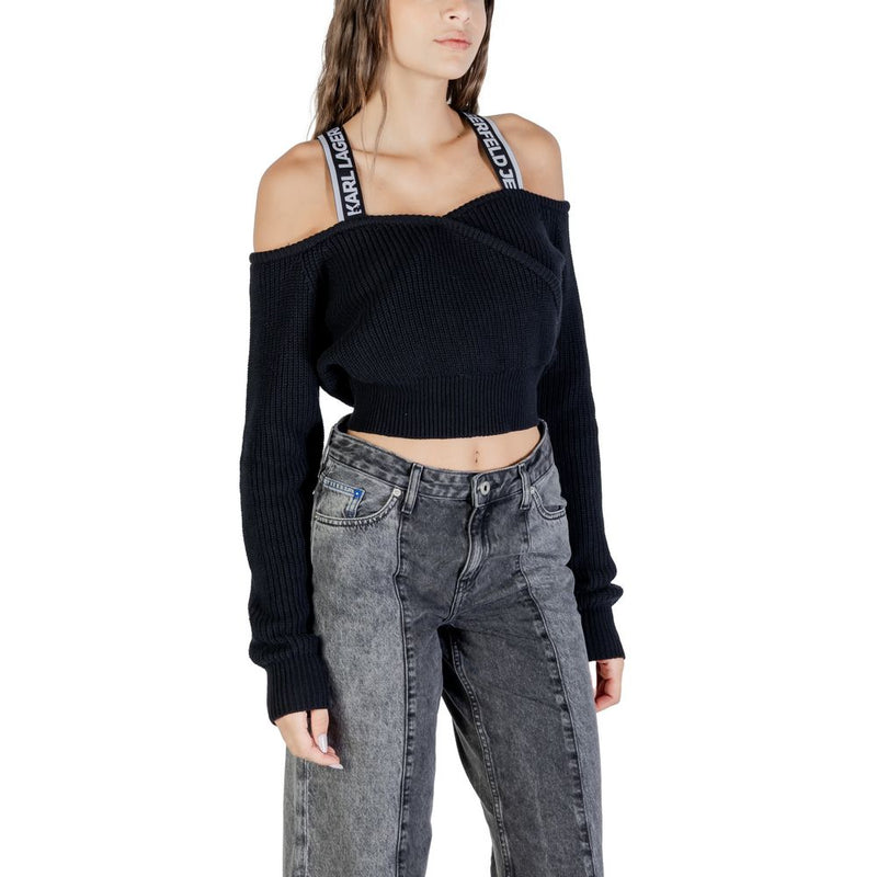 Karl Lagerfeld KLJ Cut-Out Black Cotton Sweatshirt for Women