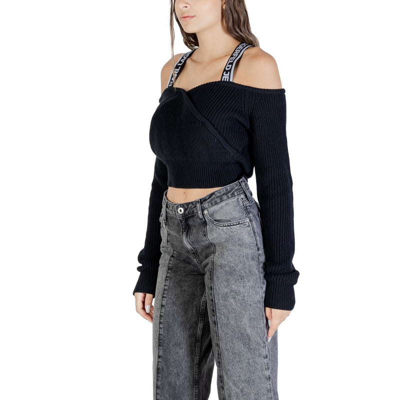 Karl Lagerfeld KLJ Cut-Out Black Cotton Sweatshirt for Women