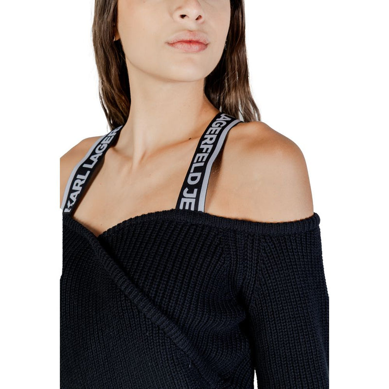 Karl Lagerfeld KLJ Cut-Out Black Cotton Sweatshirt for Women