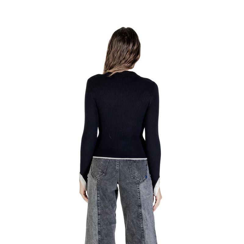 Karl Lagerfeld Black Viscose Mock Neck Sweatshirt