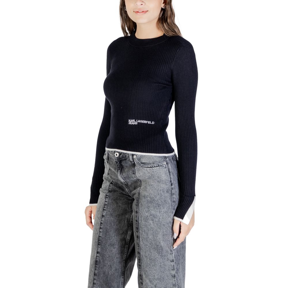 Karl Lagerfeld Black Viscose Mock Neck Sweater for Women