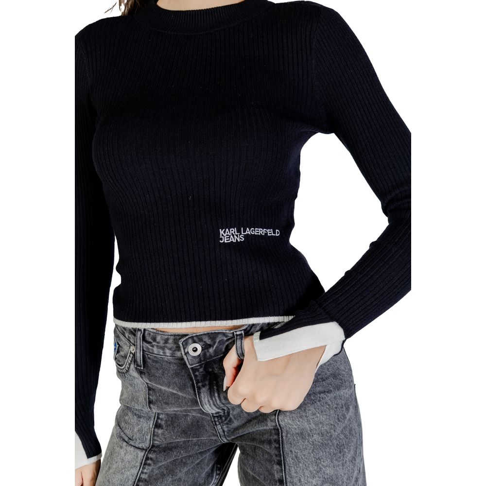 Karl Lagerfeld Black Viscose Mock Neck Sweater for Women