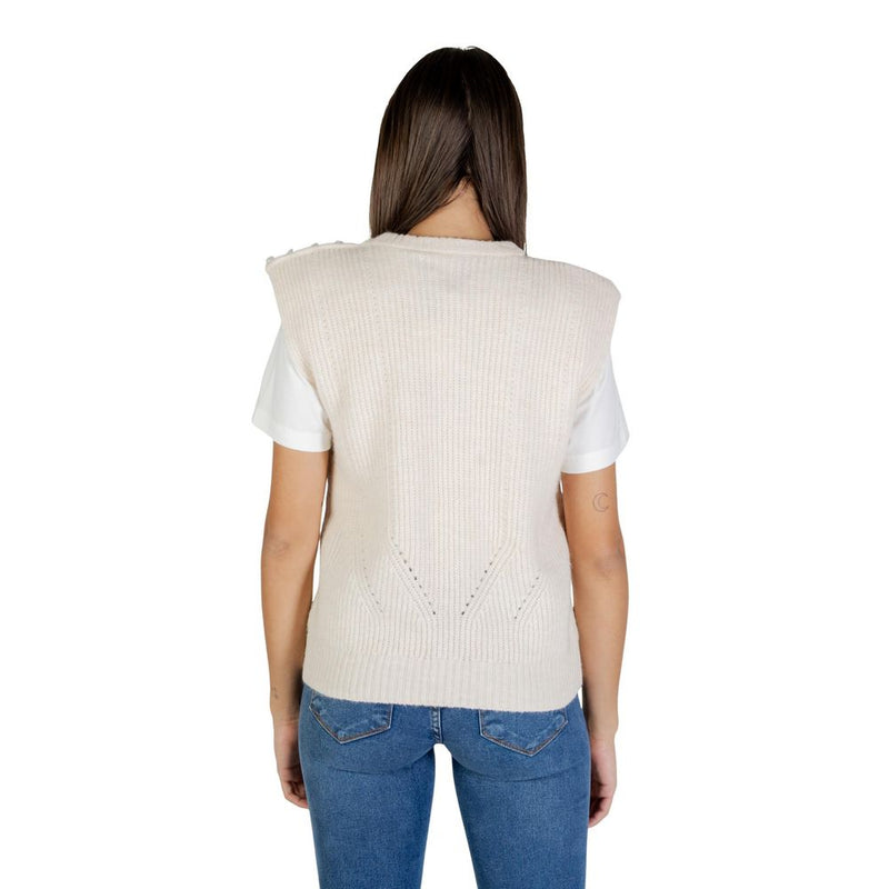 ICHI IHPOVOKE WA5 Cream Sleeveless Knit Vest for Women