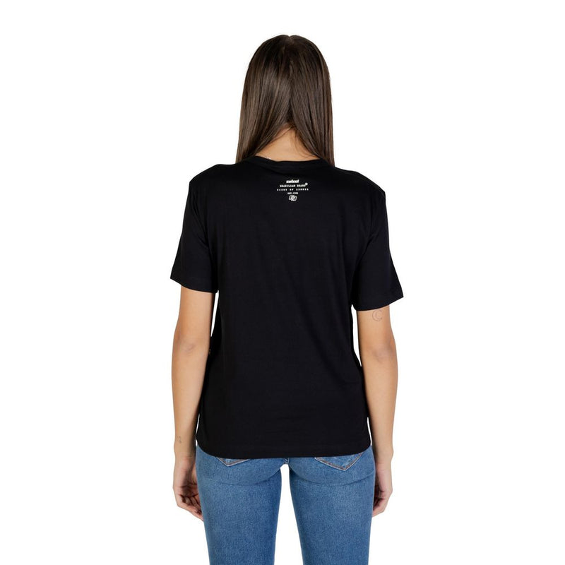 Colcci Black Cotton T-Shirt with Leopard Print