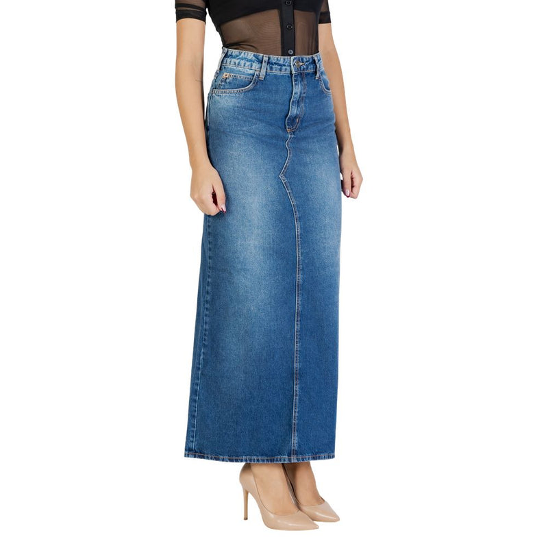 Colcci Blue Cotton Long Skirt - Timeless Elegance