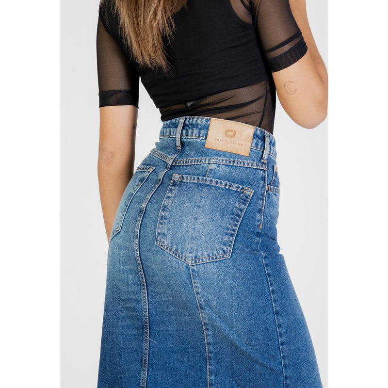 Colcci Blue Cotton Long Skirt - Timeless Elegance