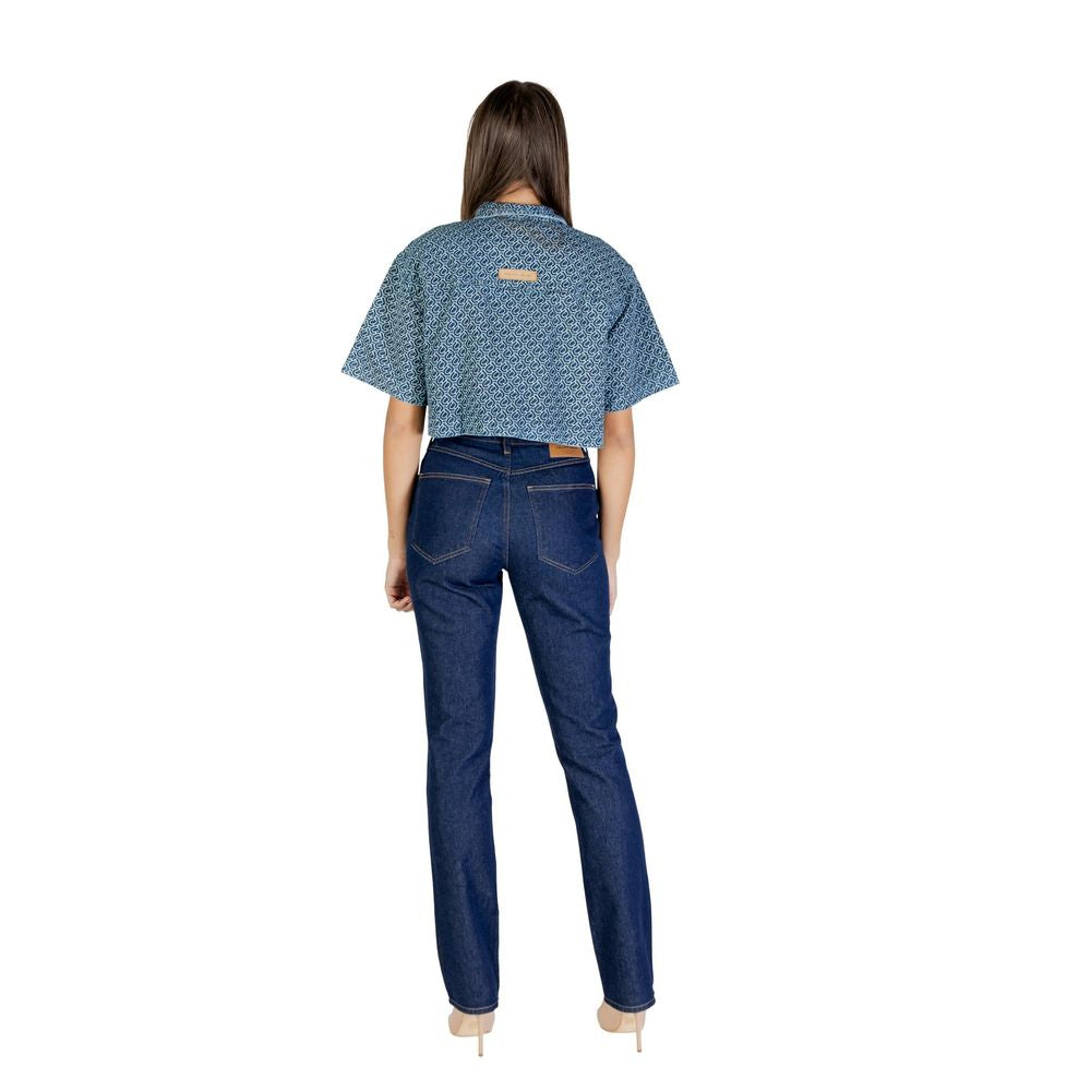 Colcci Blue Cotton Shortsleeve Shirt - Trendy Women's Top