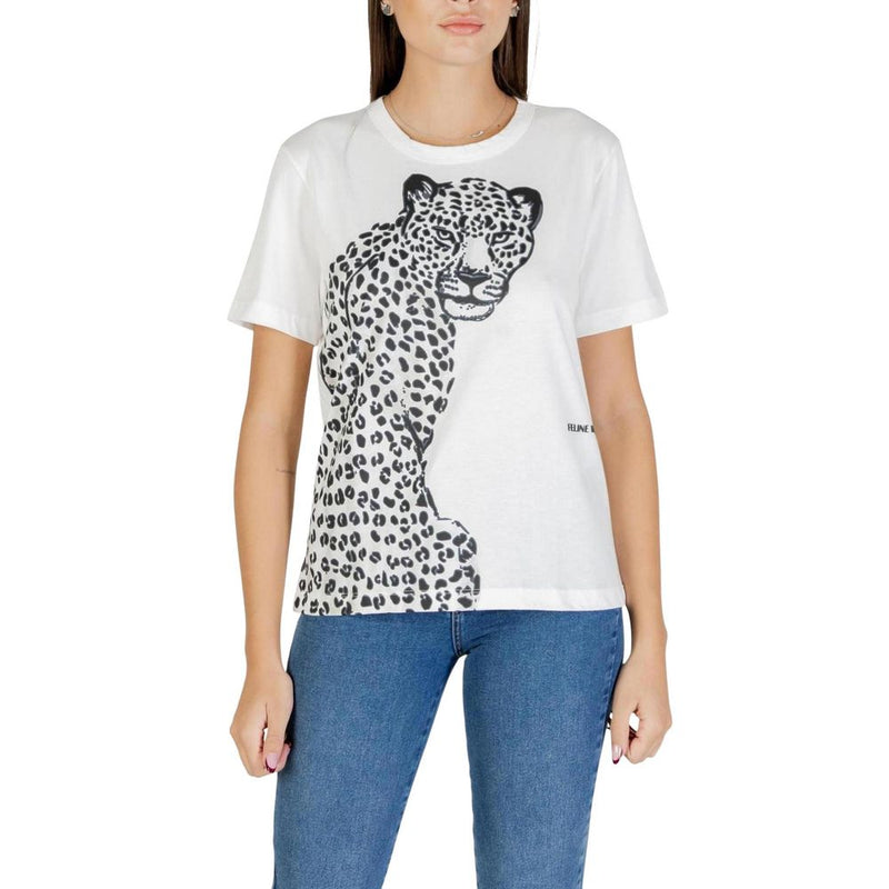 Colcci White Cotton T-Shirt with Leopard Print