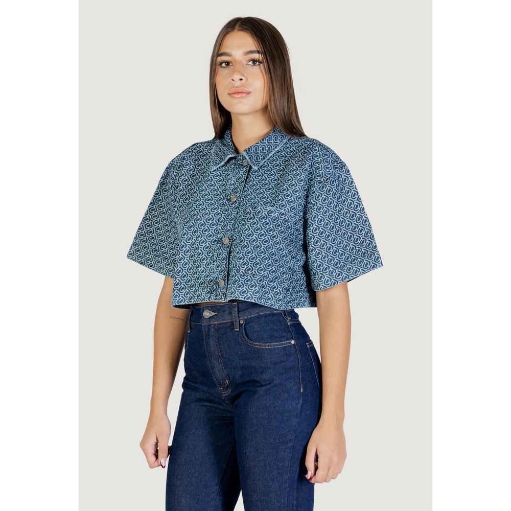 Colcci Blue Cotton Shortsleeve Shirt - Trendy Women's Top
