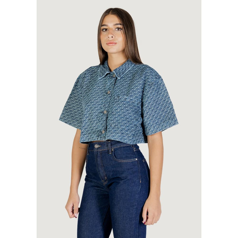 Colcci Blue Cotton Shortsleeve Shirt - Trendy Women's Top
