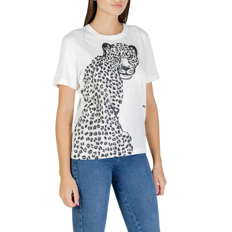 Colcci White Cotton T-Shirt with Leopard Print