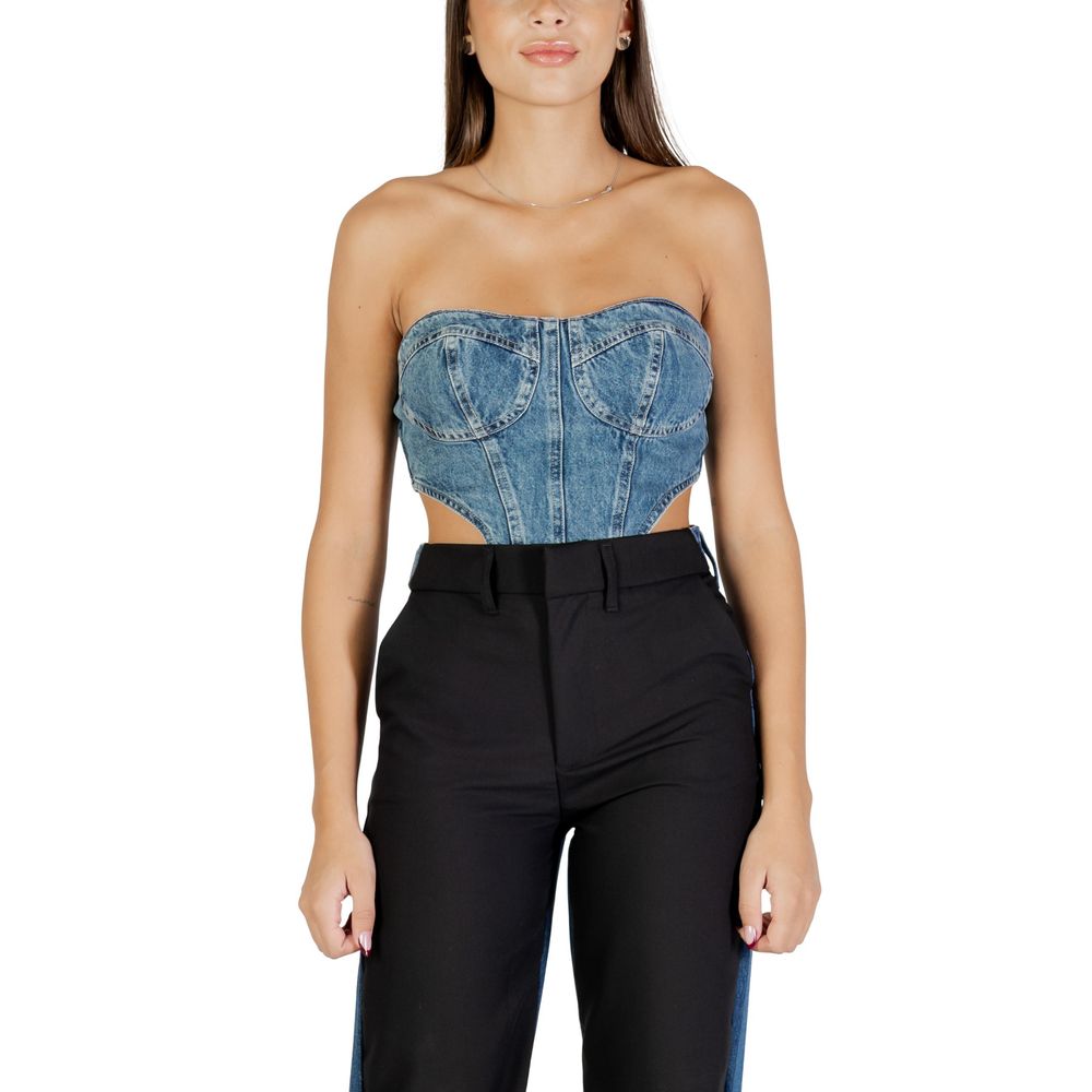 Colcci Blue Cotton Bustier Top for Women