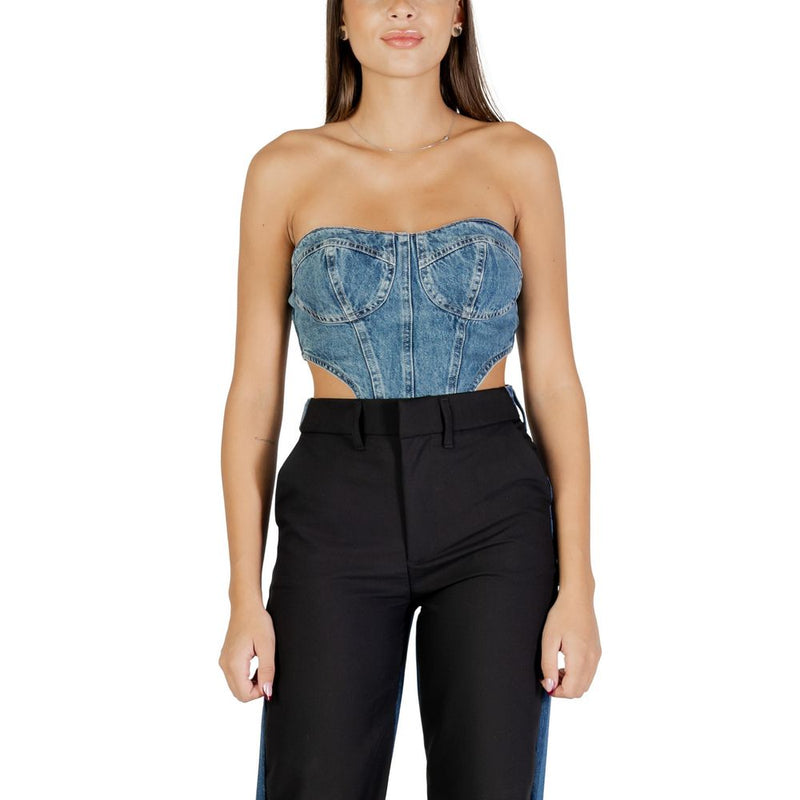 Colcci Blue Cotton Bustier Top for Women