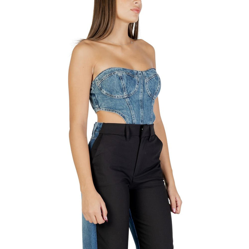 Colcci Blue Cotton Bustier Top for Women