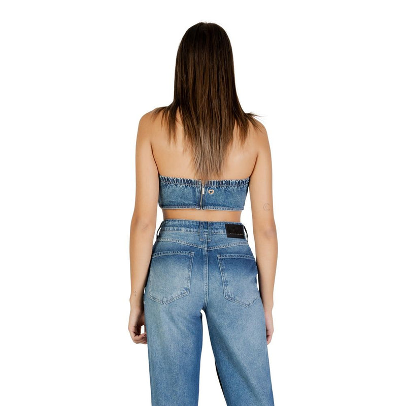 Colcci Blue Cotton Bustier Top for Women