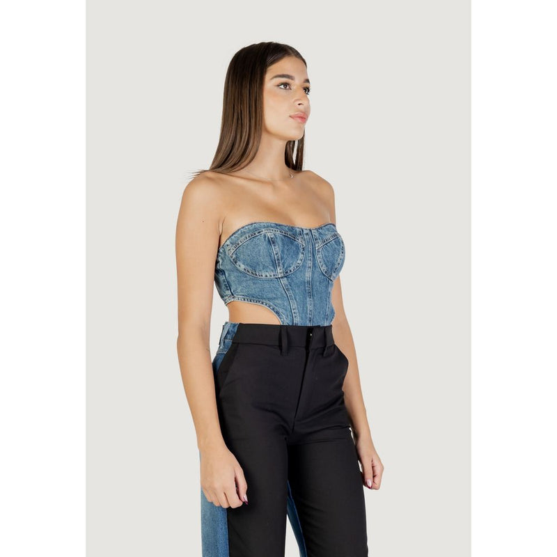 Colcci Blue Cotton Bustier Top for Women