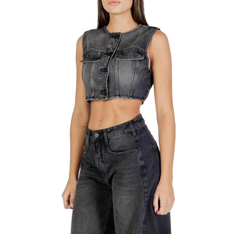 Colcci Black Cotton Waistcoat for Women
