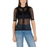 Colcci Blusa Tule Black Polyester Short-Sleeve Blouse