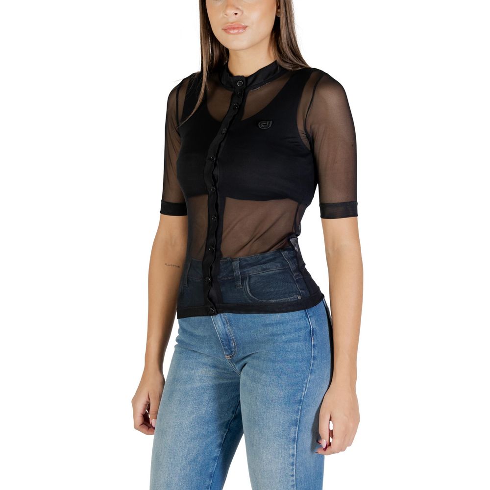 Colcci Blusa Tule Black Polyester Short-Sleeve Blouse