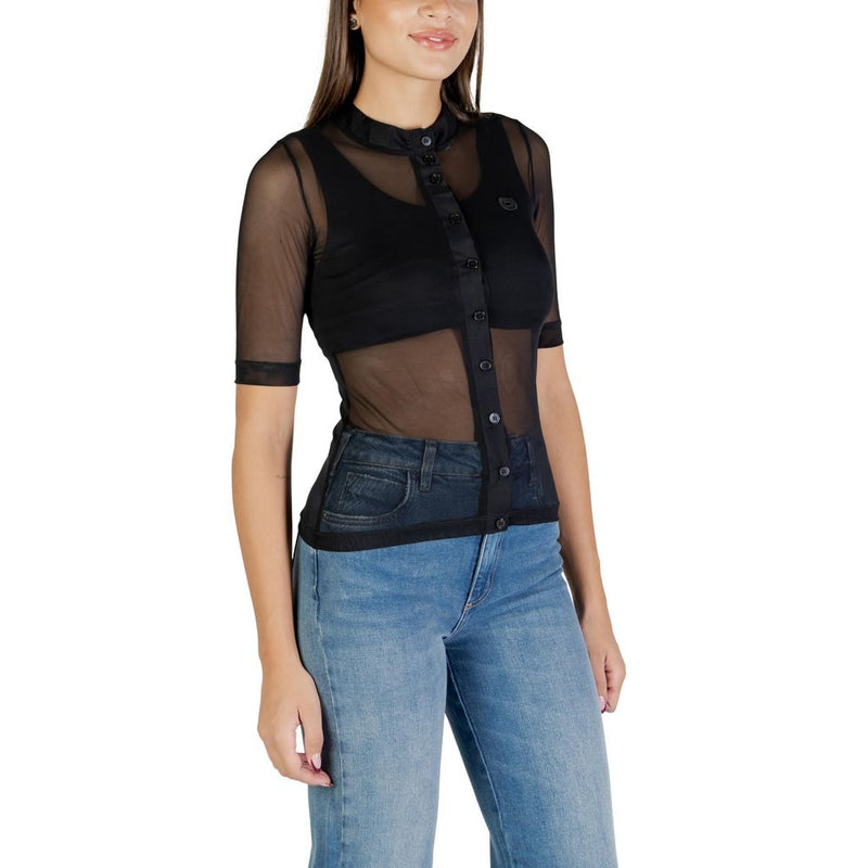 Colcci Blusa Tule Black Polyester Short-Sleeve Blouse