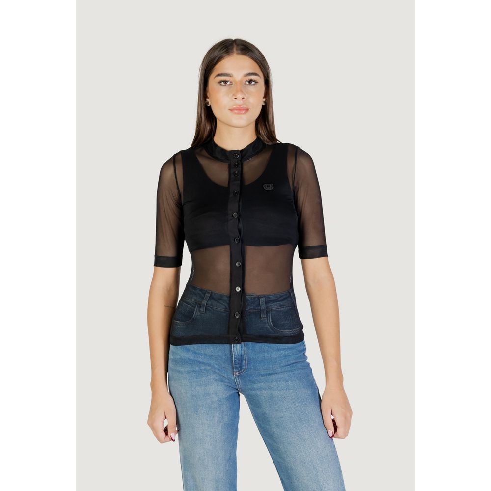 Colcci Blusa Tule Black Polyester Short-Sleeve Blouse