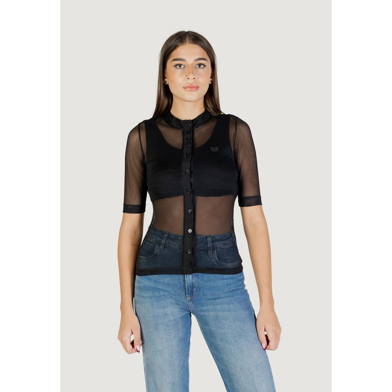 Colcci Blusa Tule Black Polyester Short-Sleeve Blouse