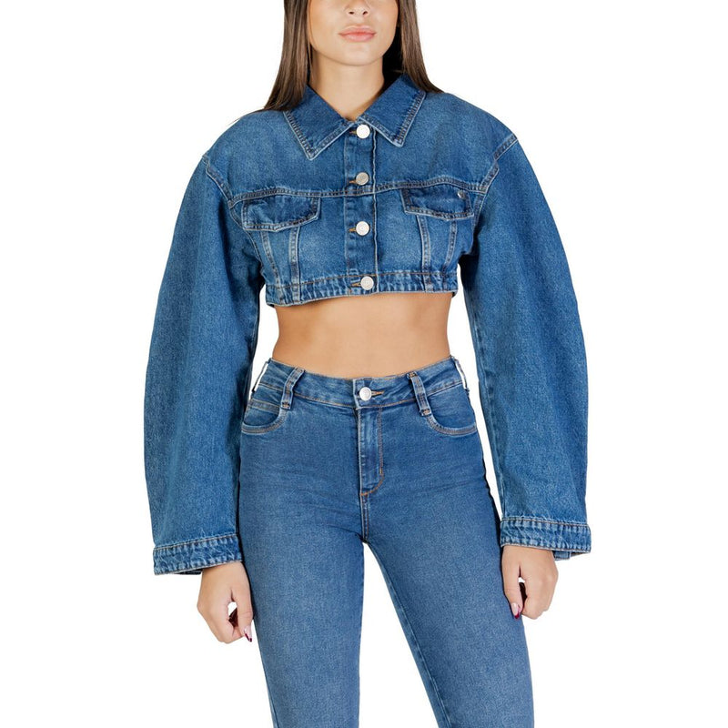 Colcci Blue Cotton Denim Jacket - Stylish Cropped Design