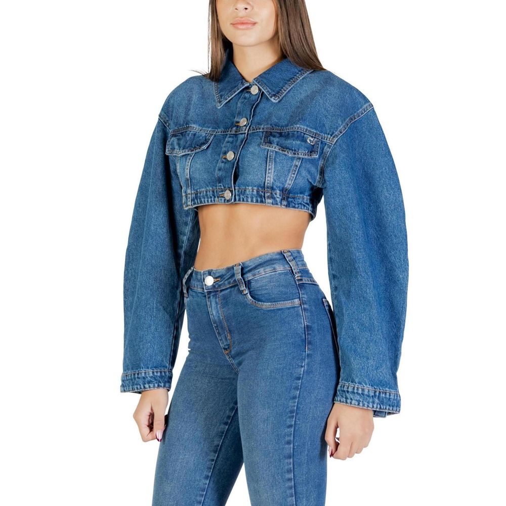 Colcci Blue Cotton Denim Jacket - Stylish Cropped Design