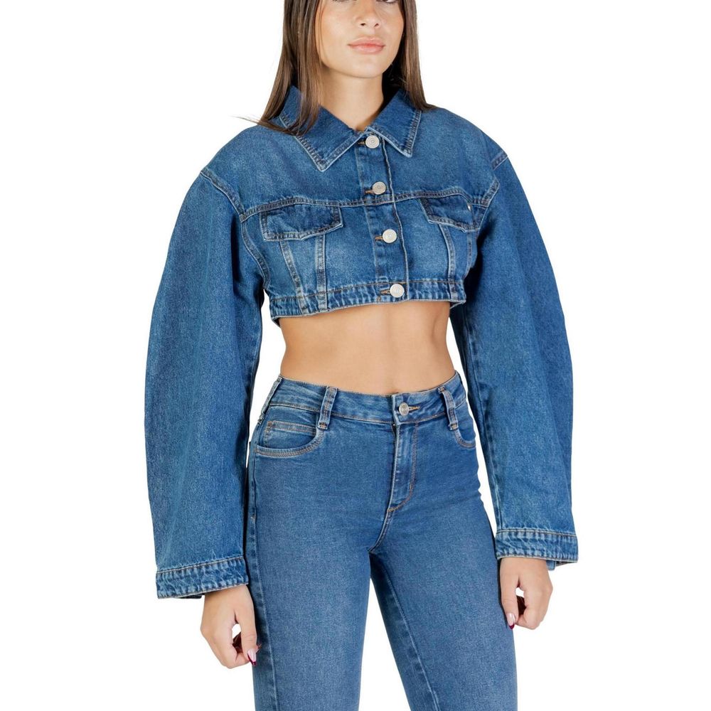 Colcci Blue Cotton Denim Jacket - Stylish Cropped Design