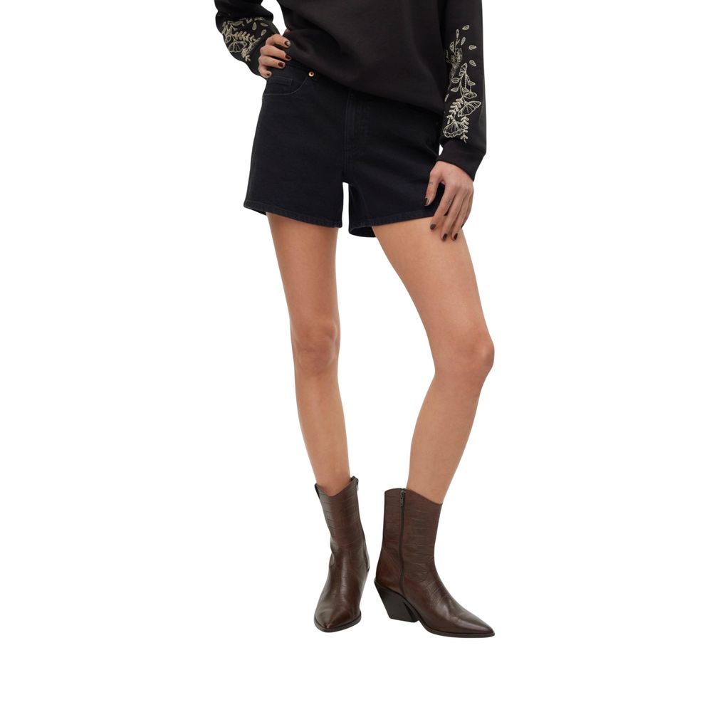 Vero Moda VMTESS MR Black Cotton Shorts for Women