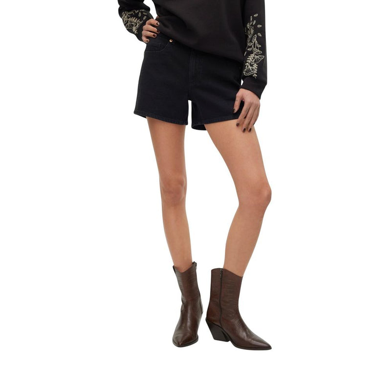 Vero Moda VMTESS MR Black Cotton Shorts for Women