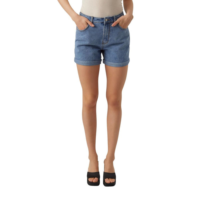 Vero Moda VMZURI HR Loose Light Blue Cotton Shorts for Women