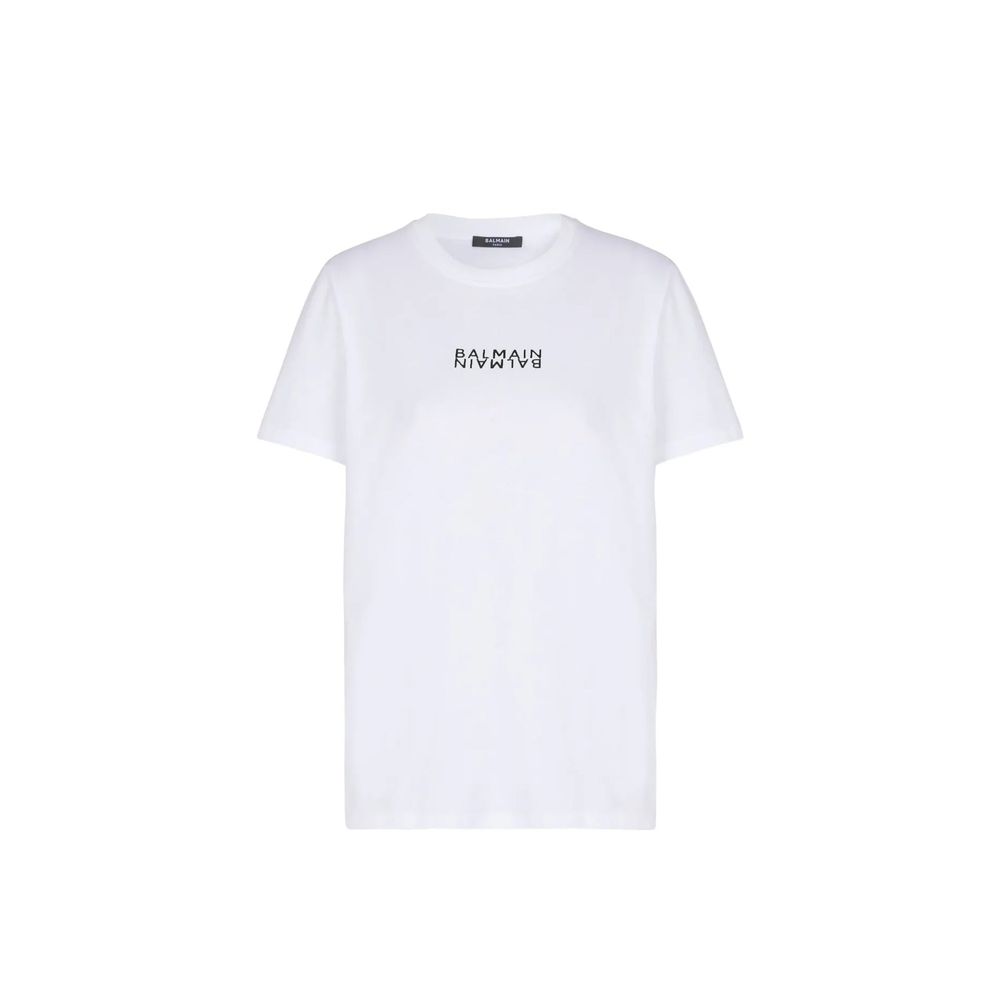 Balmain White Cotton T-Shirt for Women